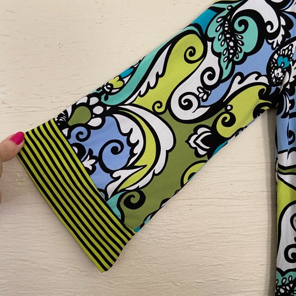 Colorful TUNIC TOP Soft Stretchy Knit Fabric Straight Neckline - Picture 3 of 7